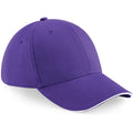Purple-White - Front - Beechfield Adults Unisex Athleisure Cotton Baseball Cap