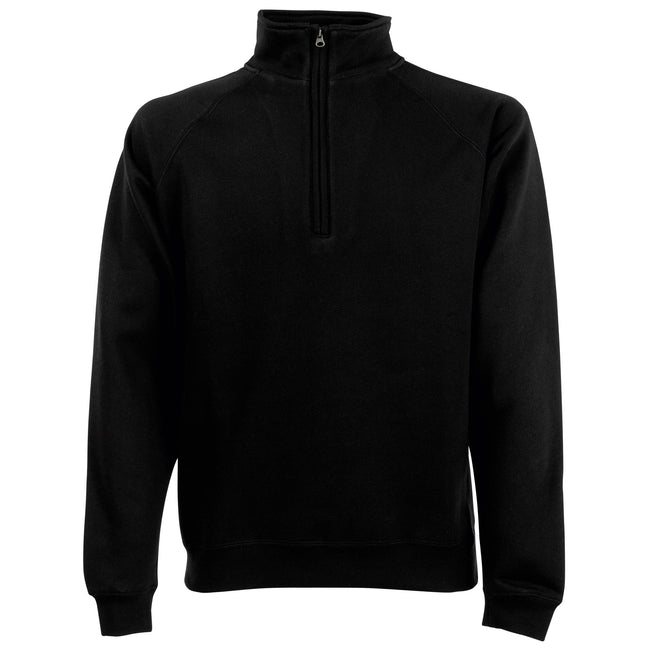 Black - Front - Fruit Of The Loom Mens Zip Neck Sweatshirt