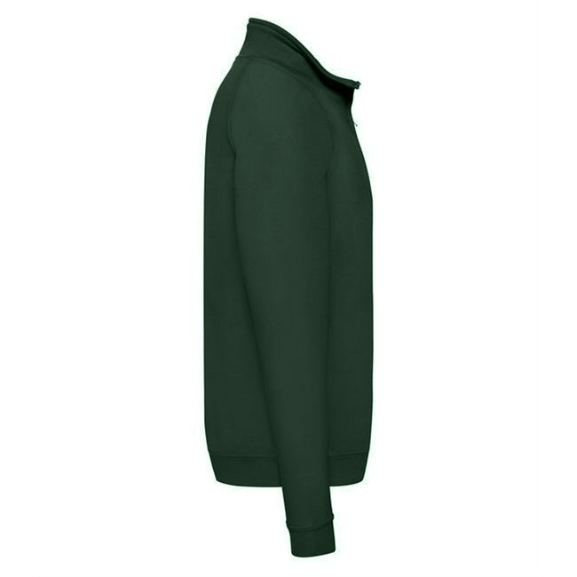 Bottle Green - Side - Fruit Of The Loom Mens Zip Neck Sweatshirt