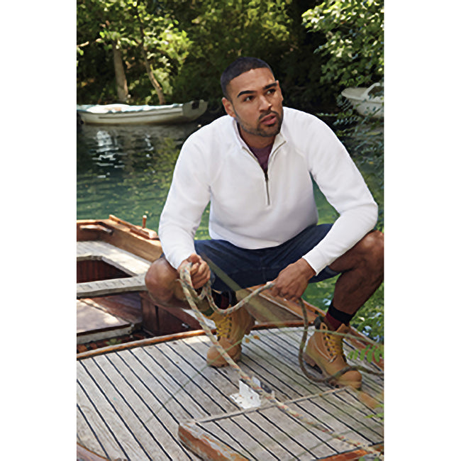 White - Side - Fruit Of The Loom Mens Zip Neck Sweatshirt
