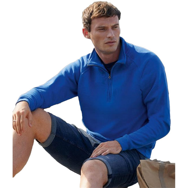 Royal - Back - Fruit Of The Loom Mens Zip Neck Sweatshirt