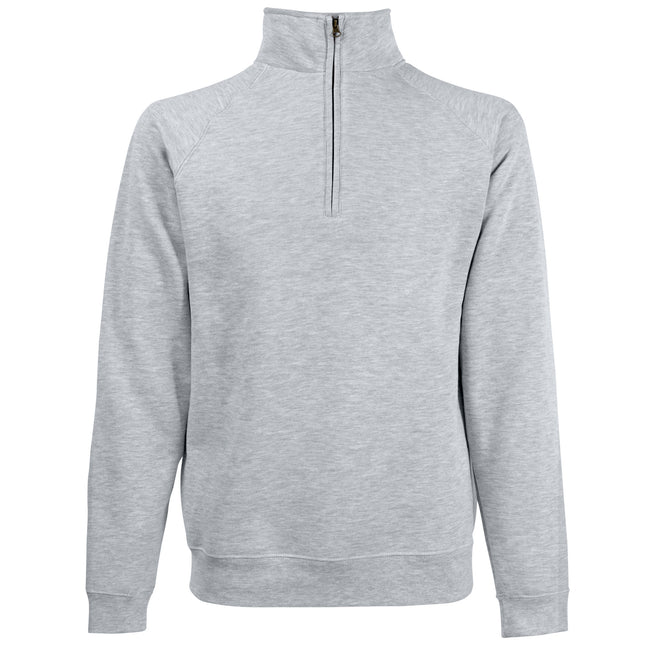 Heather Grey - Front - Fruit Of The Loom Mens Zip Neck Sweatshirt