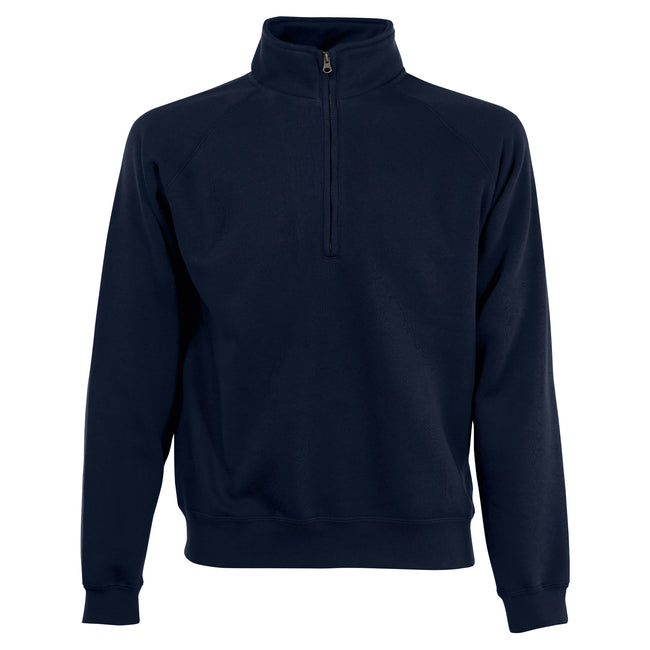 Deep Navy - Front - Fruit Of The Loom Mens Zip Neck Sweatshirt
