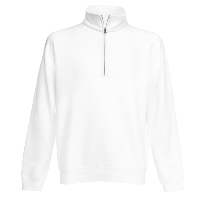 White - Front - Fruit Of The Loom Mens Zip Neck Sweatshirt