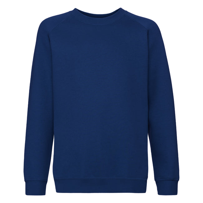 Navy - Front - Fruit Of The Loom Childrens-Kids Unisex Raglan Sleeve Sweatshirt