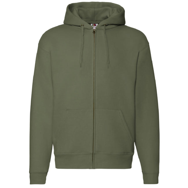 Classic Olive - Front - Fruit Of The Loom Mens Zip Through Hooded Sweatshirt - Hoodie