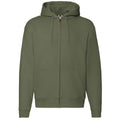 Classic Olive - Front - Fruit Of The Loom Mens Zip Through Hooded Sweatshirt - Hoodie