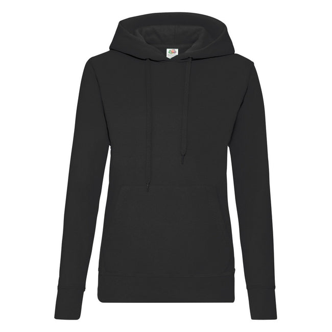 Black - Front - Fruit Of The Loom Ladies Lady Fit Hooded Sweatshirt - Hoodie