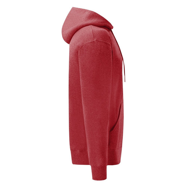 Heather Red - Side - Fruit Of The Loom Mens Hooded Sweatshirt - Hoodie