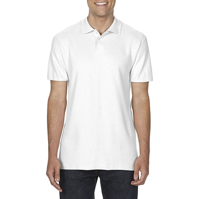 White - Back - Gildan Softstyle Mens Short Sleeve Double Pique Polo Shirt