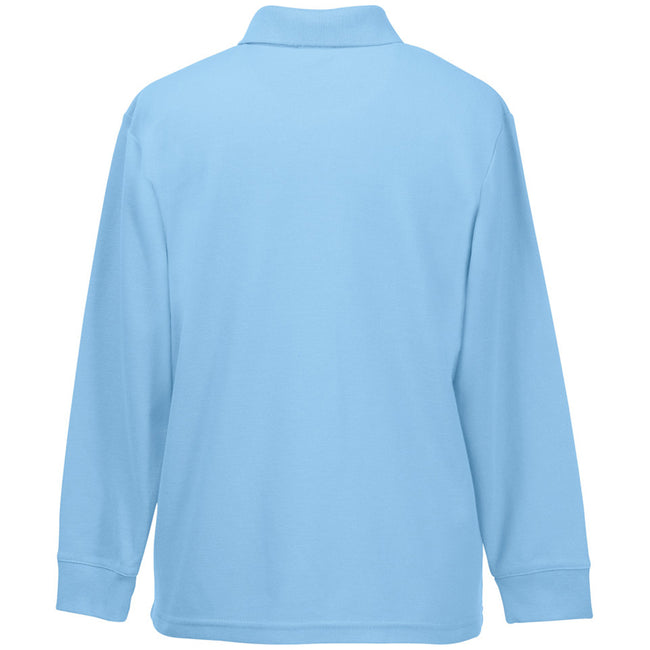 Sky Blue - Side - Fruit Of The Loom Childrens Long Sleeve 65-35 Pique Polo - Childrens Polo Shirts