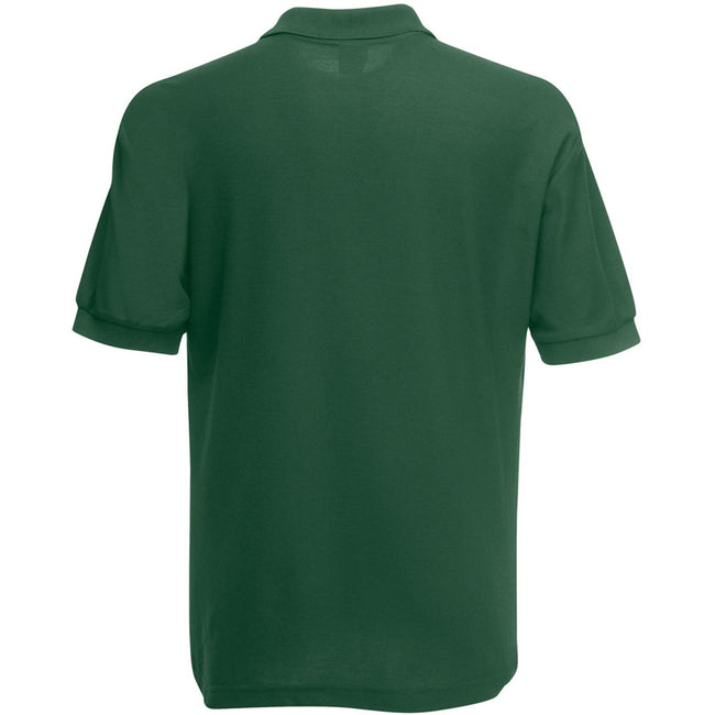 Bottle Green - Back - Fruit Of The Loom Mens 65-35 Heavyweight Pique Short Sleeve Polo Shirt