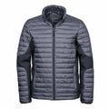 Space Grey-Black - Front - Teejays Mens Padded Full Zip Crossover Jacket