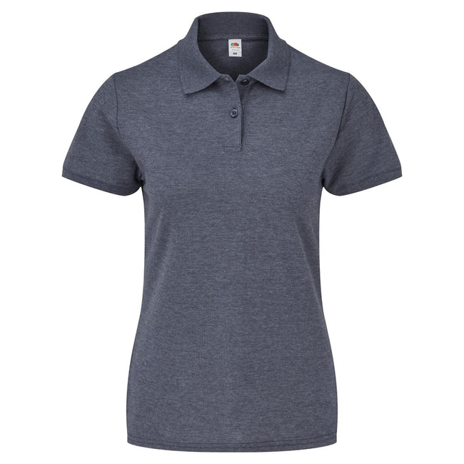 Heather Navy - Front - Fruit Of The Loom Womens-Ladies Lady Fit Short-Sleeved Polo Shirt