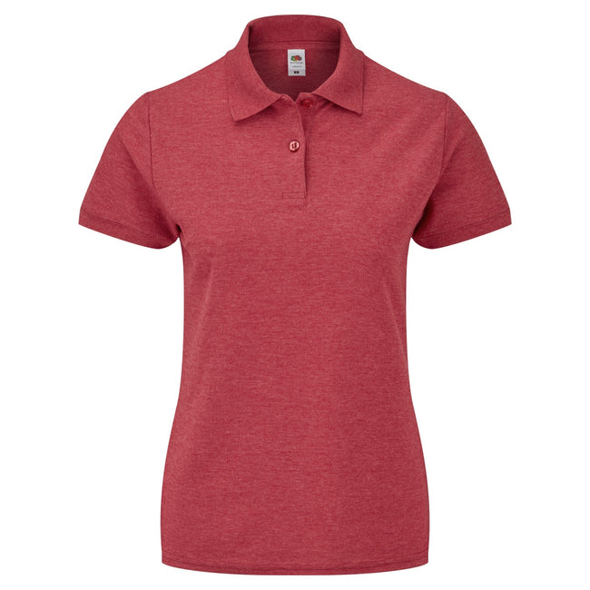 Heather Red - Front - Fruit Of The Loom Womens-Ladies Lady Fit Short-Sleeved Polo Shirt