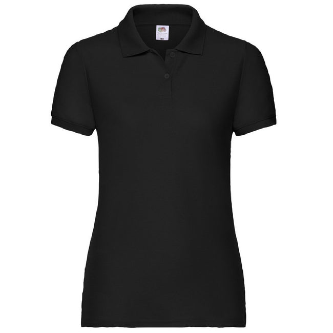 Black - Front - Fruit Of The Loom Womens-Ladies Lady Fit Short-Sleeved Polo Shirt
