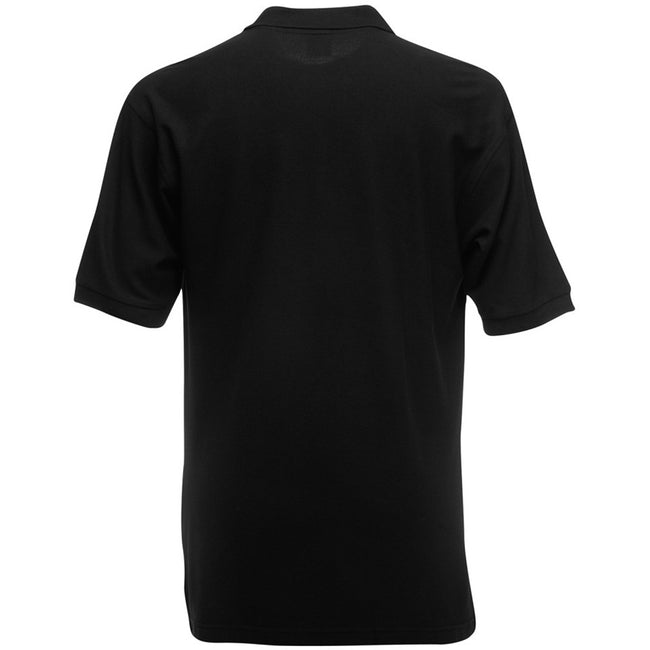 Black - Back - Fruit Of The Loom Mens 65-35 Pique Short Sleeve Polo Shirt