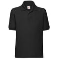 Black - Front - Fruit Of The Loom Childrens-Kids Unisex 65-35 Pique Polo Shirt