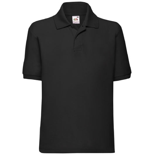 Black - Front - Fruit of the Loom Childrens-Kids Pique Short-Sleeved Polo Shirt