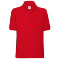 Red - Front - Fruit of the Loom Childrens-Kids Pique Short-Sleeved Polo Shirt