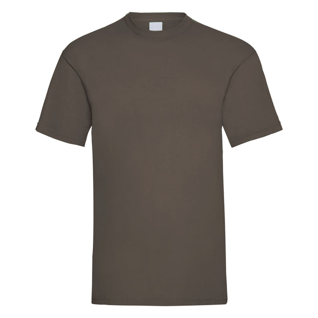 Dark Brown - Front - Mens Value Short Sleeve Casual T-Shirt