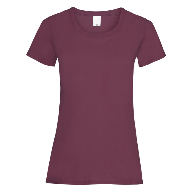Oxblood - Front - Womens-Ladies Value Fitted Short Sleeve Casual T-Shirt