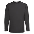 Jet Black - Front - Mens Value Long Sleeve Casual T-Shirt