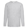 Grey Marl - Front - Mens Value Long Sleeve Casual T-Shirt
