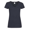 Midnight Blue - Front - Womens-Ladies Value Fitted V-Neck Short Sleeve Casual T-Shirt