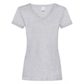 Grey Marl - Front - Womens-Ladies Value Fitted V-Neck Short Sleeve Casual T-Shirt