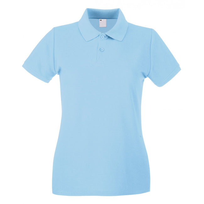 Light Blue - Front - Fruit of the Loom Womens-Ladies Lady Fit Short-Sleeved Polo Shirt