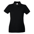 Jet Black - Front - Womens-Ladies Fitted Short Sleeve Casual Polo Shirt