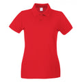 Bright Red - Front - Womens-Ladies Fitted Short Sleeve Casual Polo Shirt