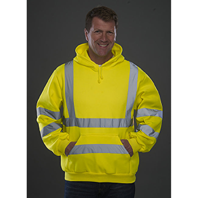 Hi Visibility Yellow-Admiral Navy - Pack Shot - Yoko Mens Hi Vis Reflective Hoodie