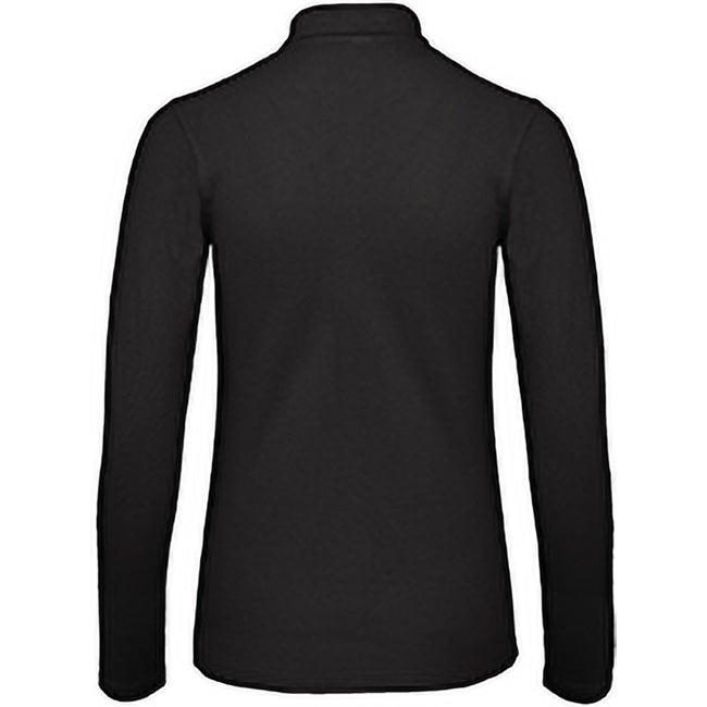 Jet Black - Back - B&C ID.001 Womens-Ladies Long Sleeve Polo