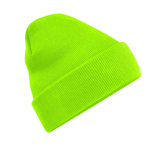 Fluorescent Green - Front - Beechfield Unisex Adults Original Cuffed Beanie
