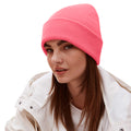 Fluorescent Pink - Side - Beechfield Unisex Adults Original Cuffed Beanie