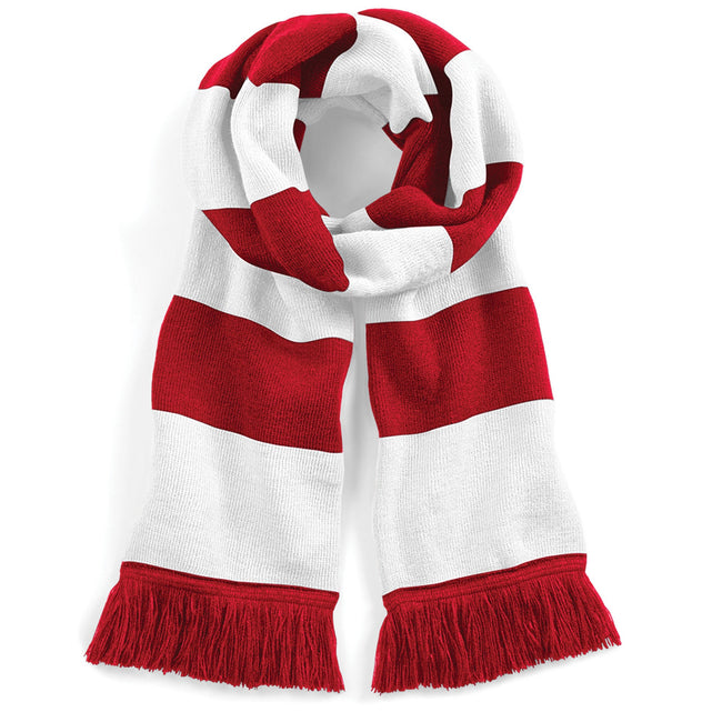 Classic Red-White - Front - Beechfield Adults Unisex Varsity Scarf