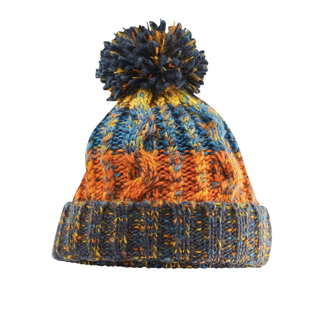 Retro Blue - Back - Beechfield Womens-Ladies Corkscrew Pom Pom Beanie