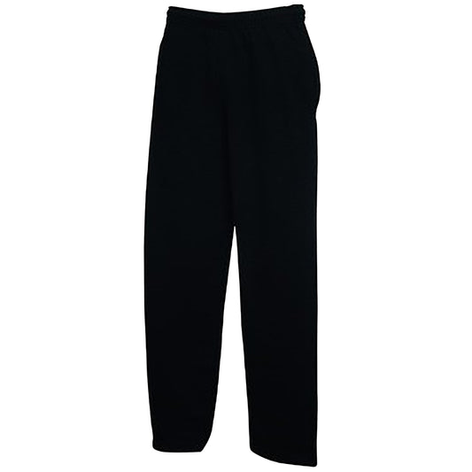 Black - Front - Fruit Of The Loom Mens Open Hem Jog Pants - Jogging Bottoms