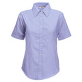 Oxford Blue - Front - Fruit Of The Loom Ladies Lady-Fit Short Sleeve Oxford Shirt