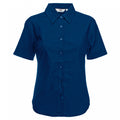 Navy - Front - Fruit Of The Loom Ladies Lady-Fit Short Sleeve Oxford Shirt