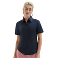 Navy - Back - Fruit Of The Loom Ladies Lady-Fit Short Sleeve Oxford Shirt