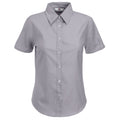 Oxford Grey - Front - Fruit Of The Loom Ladies Lady-Fit Short Sleeve Oxford Shirt