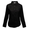 Black - Front - Fruit Of The Loom Ladies Lady-Fit Long Sleeve Oxford Shirt