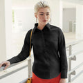 Black - Back - Fruit Of The Loom Ladies Lady-Fit Long Sleeve Oxford Shirt