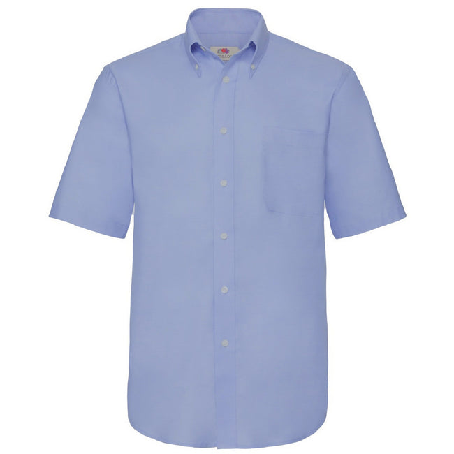 Oxford Blue - Pack Shot - Fruit Of The Loom Mens Short Sleeve Oxford Shirt