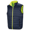 Fluorescent Yellow-Navy - Front - Result Safeguard Mens Reversible Soft Padded Safety Gilet
