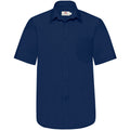 Navy - Back - Fruit Of The Loom Mens Short Sleeve Poplin Shirt
