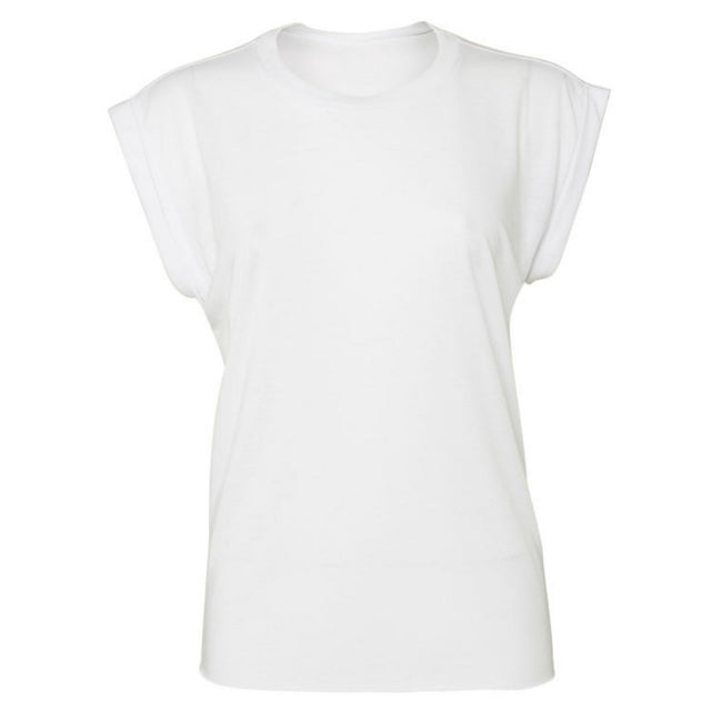White - Front - Bella + Canvas Womens-Ladies Flowy Muscle Tee